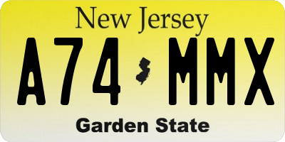 NJ license plate A74MMX