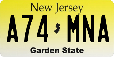 NJ license plate A74MNA