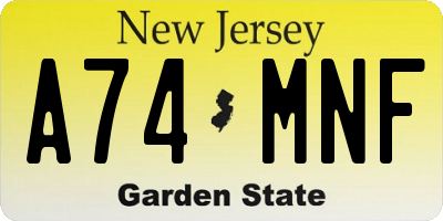 NJ license plate A74MNF