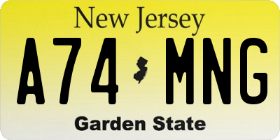 NJ license plate A74MNG