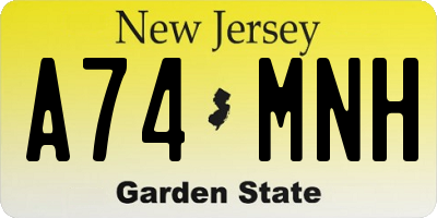 NJ license plate A74MNH