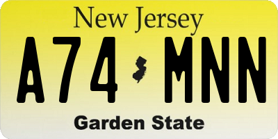 NJ license plate A74MNN