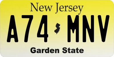 NJ license plate A74MNV