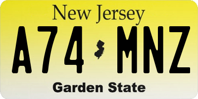 NJ license plate A74MNZ