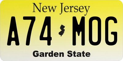 NJ license plate A74MOG