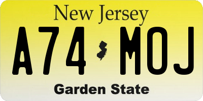 NJ license plate A74MOJ