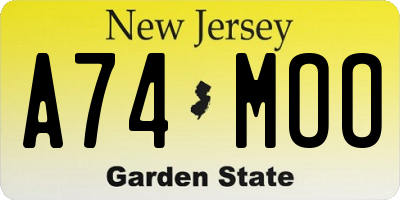 NJ license plate A74MOO