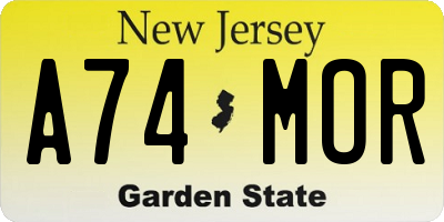 NJ license plate A74MOR