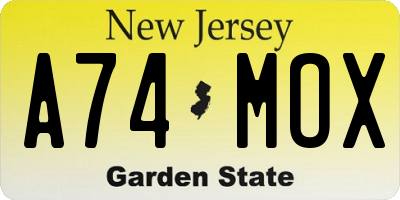 NJ license plate A74MOX