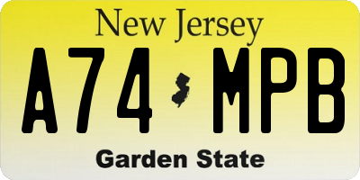 NJ license plate A74MPB