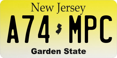 NJ license plate A74MPC