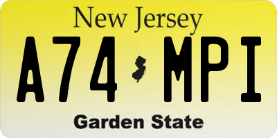 NJ license plate A74MPI