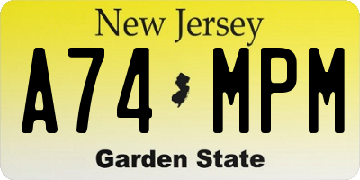 NJ license plate A74MPM