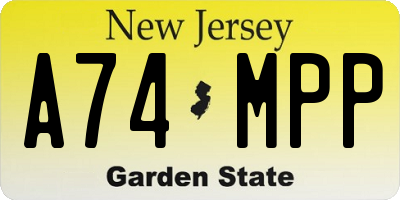NJ license plate A74MPP