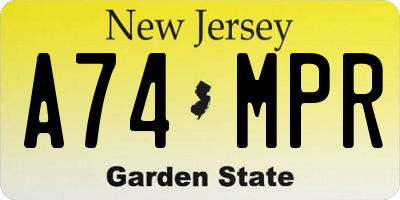 NJ license plate A74MPR