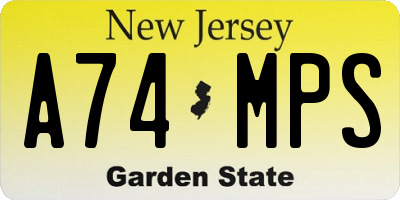NJ license plate A74MPS