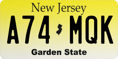 NJ license plate A74MQK