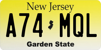 NJ license plate A74MQL