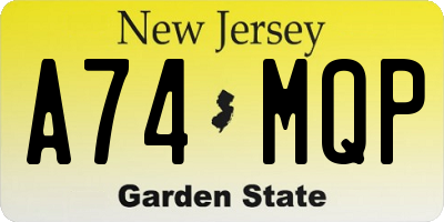 NJ license plate A74MQP