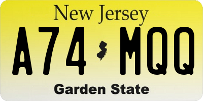 NJ license plate A74MQQ