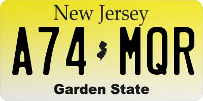 NJ license plate A74MQR