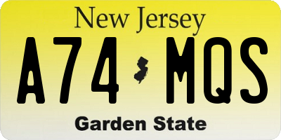 NJ license plate A74MQS