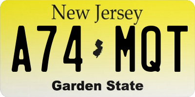 NJ license plate A74MQT