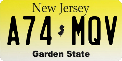 NJ license plate A74MQV