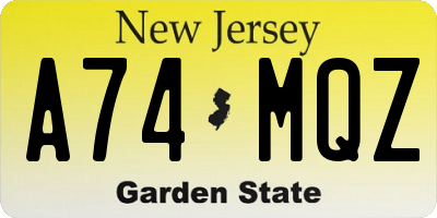 NJ license plate A74MQZ