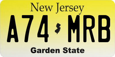 NJ license plate A74MRB