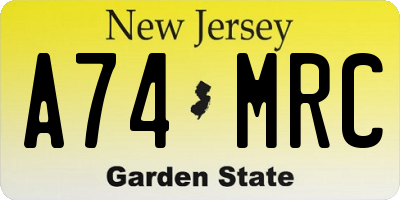 NJ license plate A74MRC