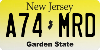NJ license plate A74MRD