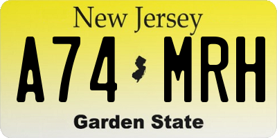 NJ license plate A74MRH