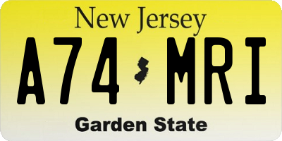 NJ license plate A74MRI