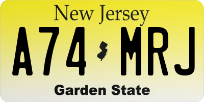 NJ license plate A74MRJ