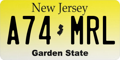NJ license plate A74MRL