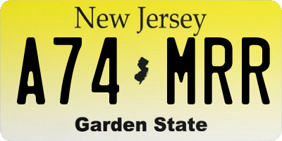 NJ license plate A74MRR