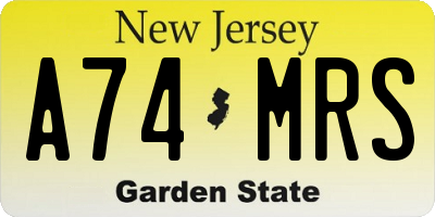 NJ license plate A74MRS