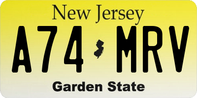 NJ license plate A74MRV