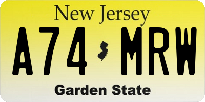 NJ license plate A74MRW