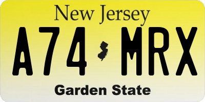 NJ license plate A74MRX
