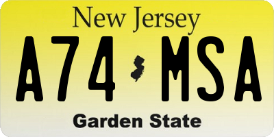 NJ license plate A74MSA
