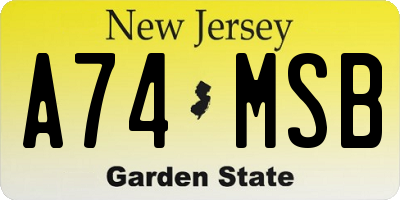 NJ license plate A74MSB