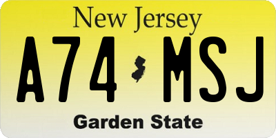NJ license plate A74MSJ