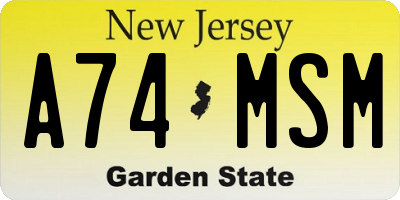 NJ license plate A74MSM