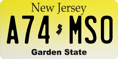 NJ license plate A74MSO