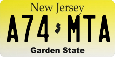 NJ license plate A74MTA