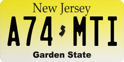 NJ license plate A74MTI