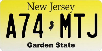NJ license plate A74MTJ