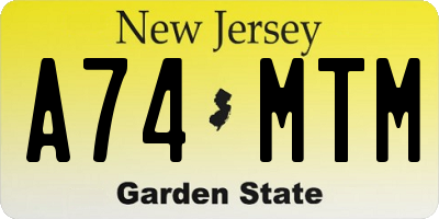 NJ license plate A74MTM
